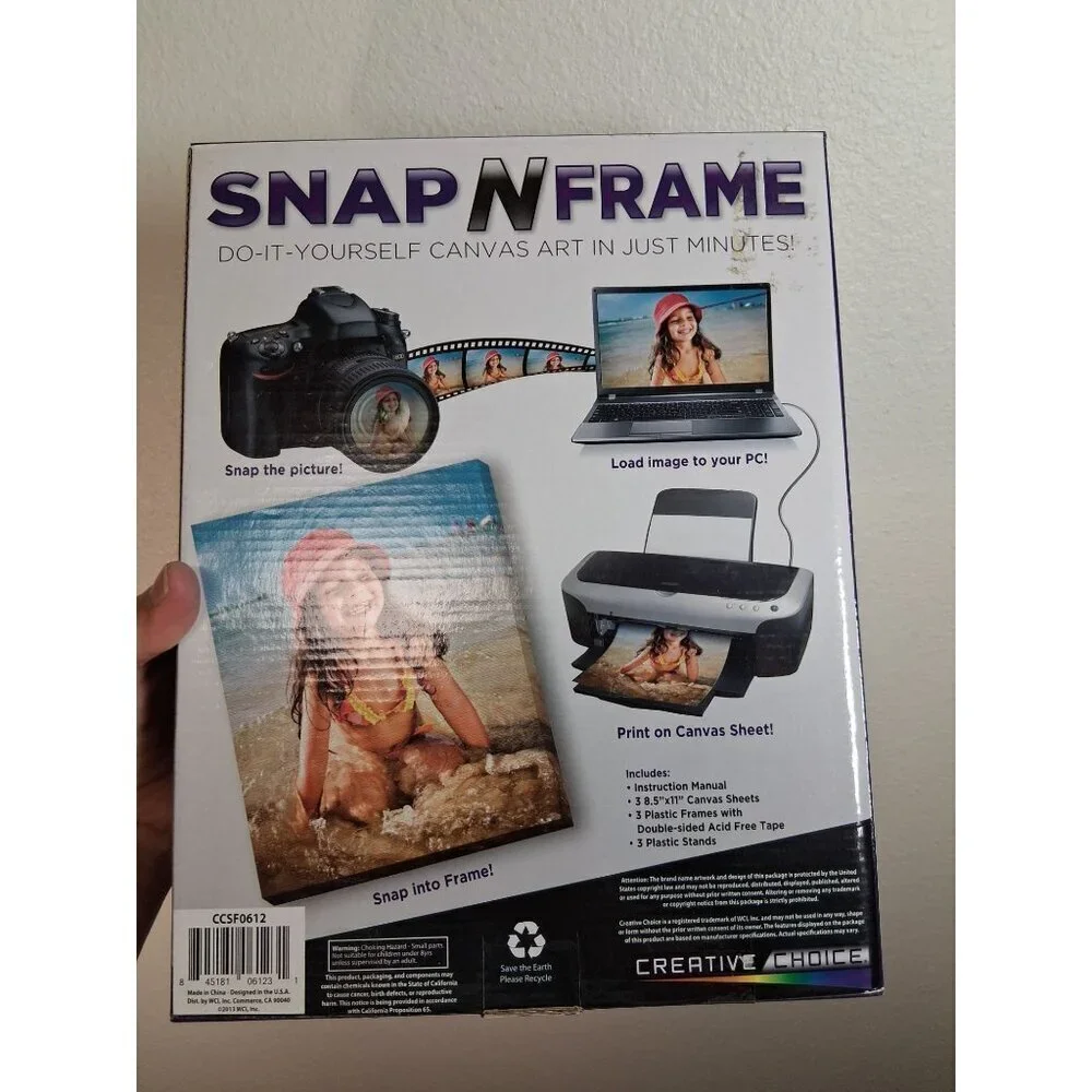 NWT Snap N Frame DIY Canvas Art Kit Photography Home Decor Crafts Gift Hobby